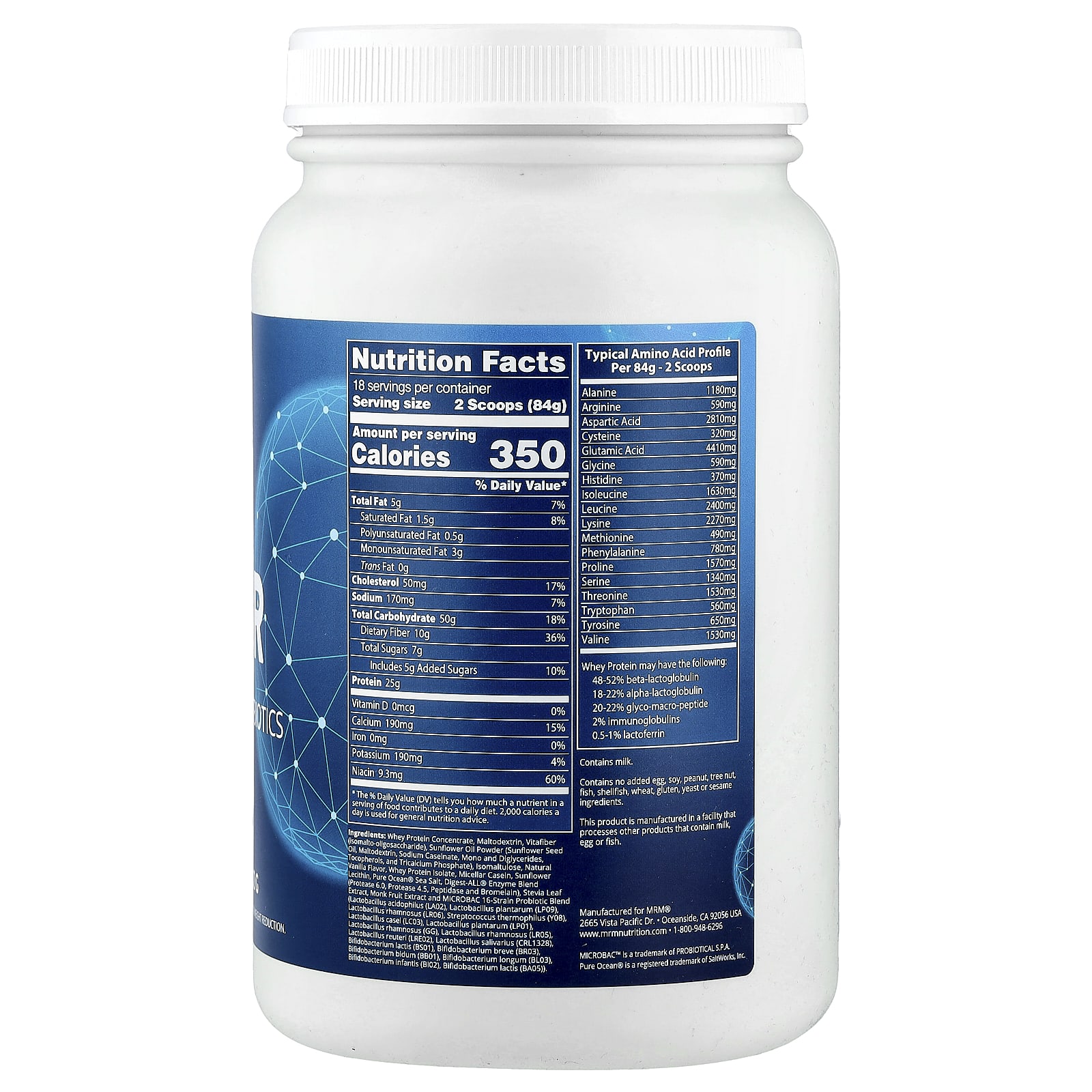 Пробиотик MRM Nutrition Gainer with & Postbiotics, вкус Vanilla, 1512 г, 3. — фото 2
