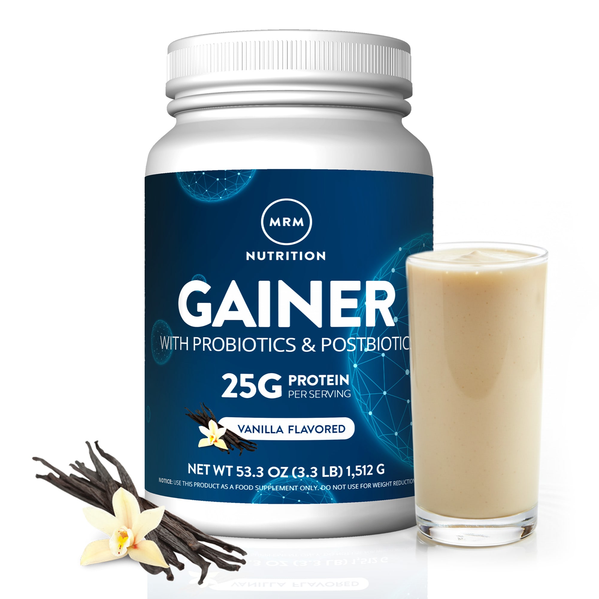 Пробиотик MRM Nutrition Gainer with & Postbiotics, вкус Vanilla, 1512 г, 3. — фото 4