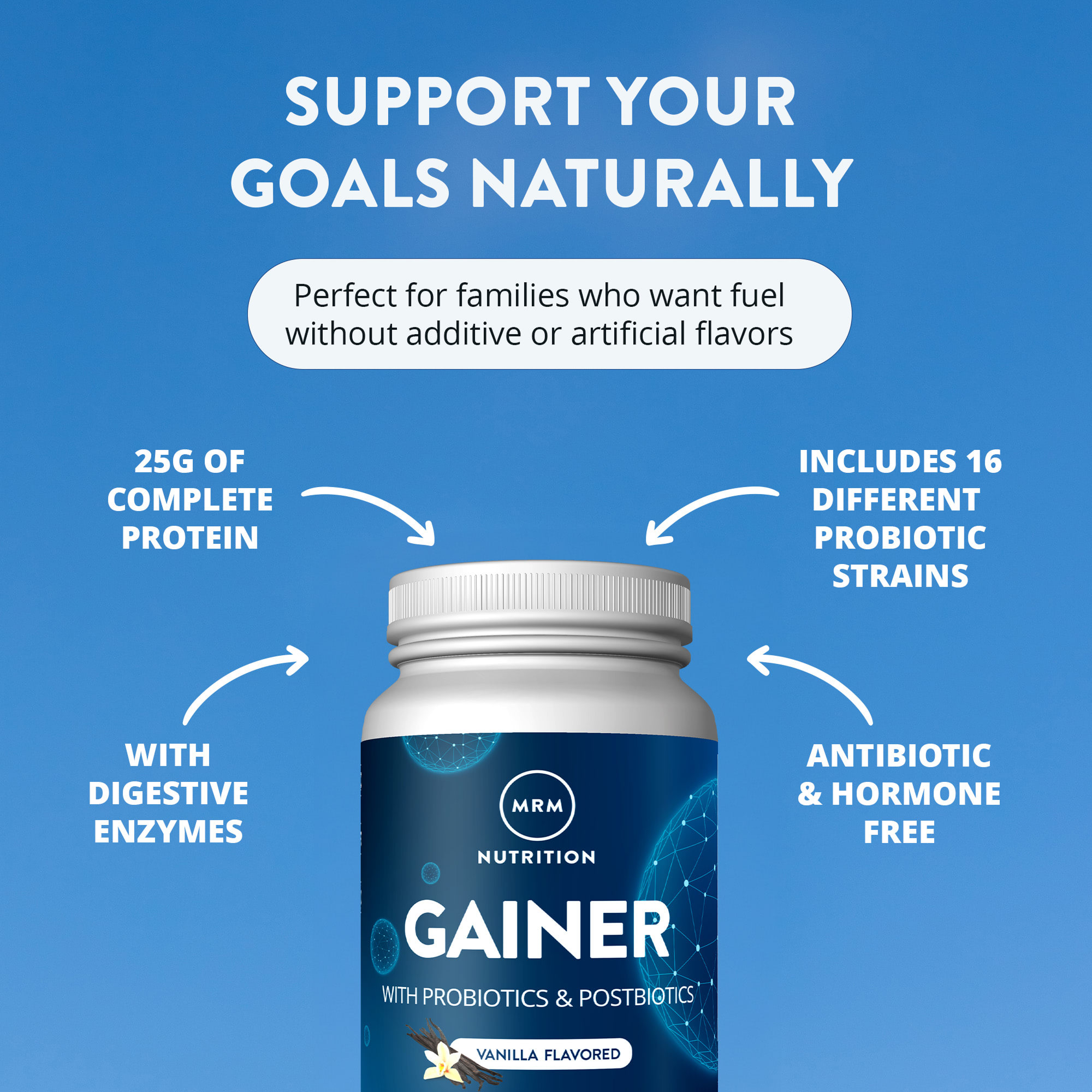 Пробиотик MRM Nutrition Gainer with & Postbiotics, вкус Vanilla, 1512 г, 3. — фото 8