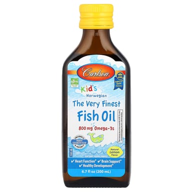 Рыбий жир Carlson The Very Finest Natural Lemon, оттенок Norwegian, 800 мг, 200 мл, масло