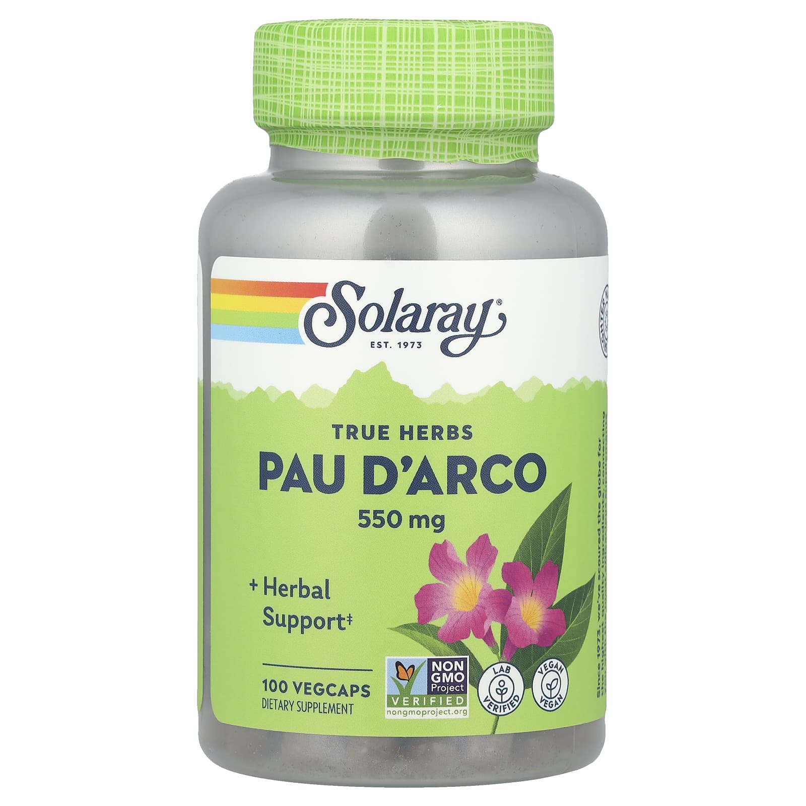 Пау д’арко Solaray True Herbs, 550 мг, 100 растительных капсул