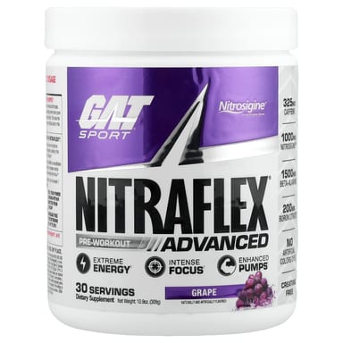 Предтренировочный комплекс GAT Sport NITRAFLEX® Advanced, вкус Grape, 309 г
