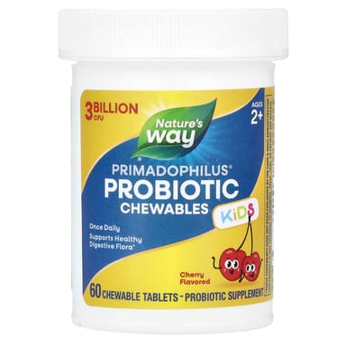 Детский пробиотик Nature's Way Primadophilus® Chewables, вкус Cherry, для детей от 2 лет, 3 млрд КОЕ, 60 жевательных таблеток