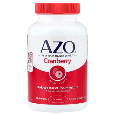 Клюква AZO Urinary Health, вкус Cranberry, 100 мягких капсул