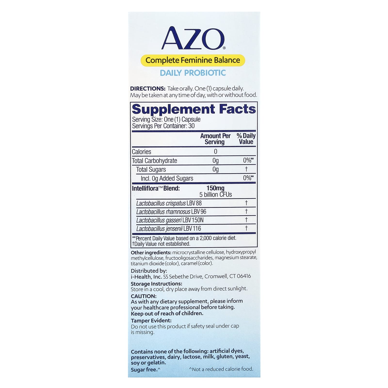 Пробиотик AZO Complete Feminine Balance Daily 5 Billion 30 Once Daily Capsules, капсулы — фото 3