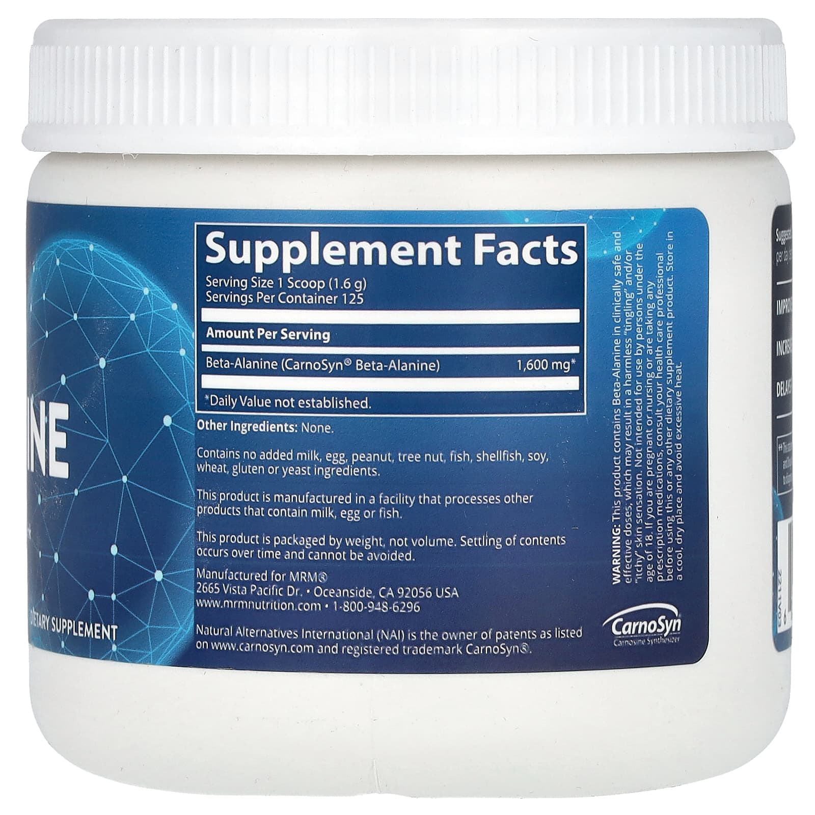 Бета-аланин MRM Nutrition Beta-Alanine, 200 г — фото 2