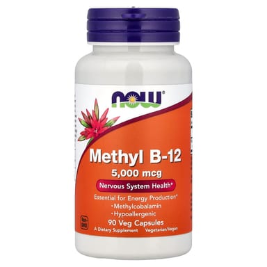 Метил B12 NOW Foods Methyl, 5000 мкг, 90 растительных капсул