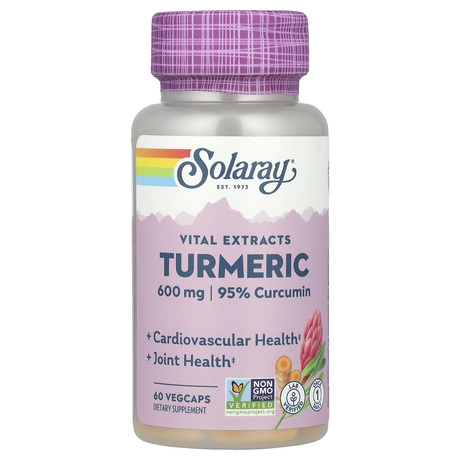Куркума Solaray Vital Extracts, 600 мг, 60 растительных капсул