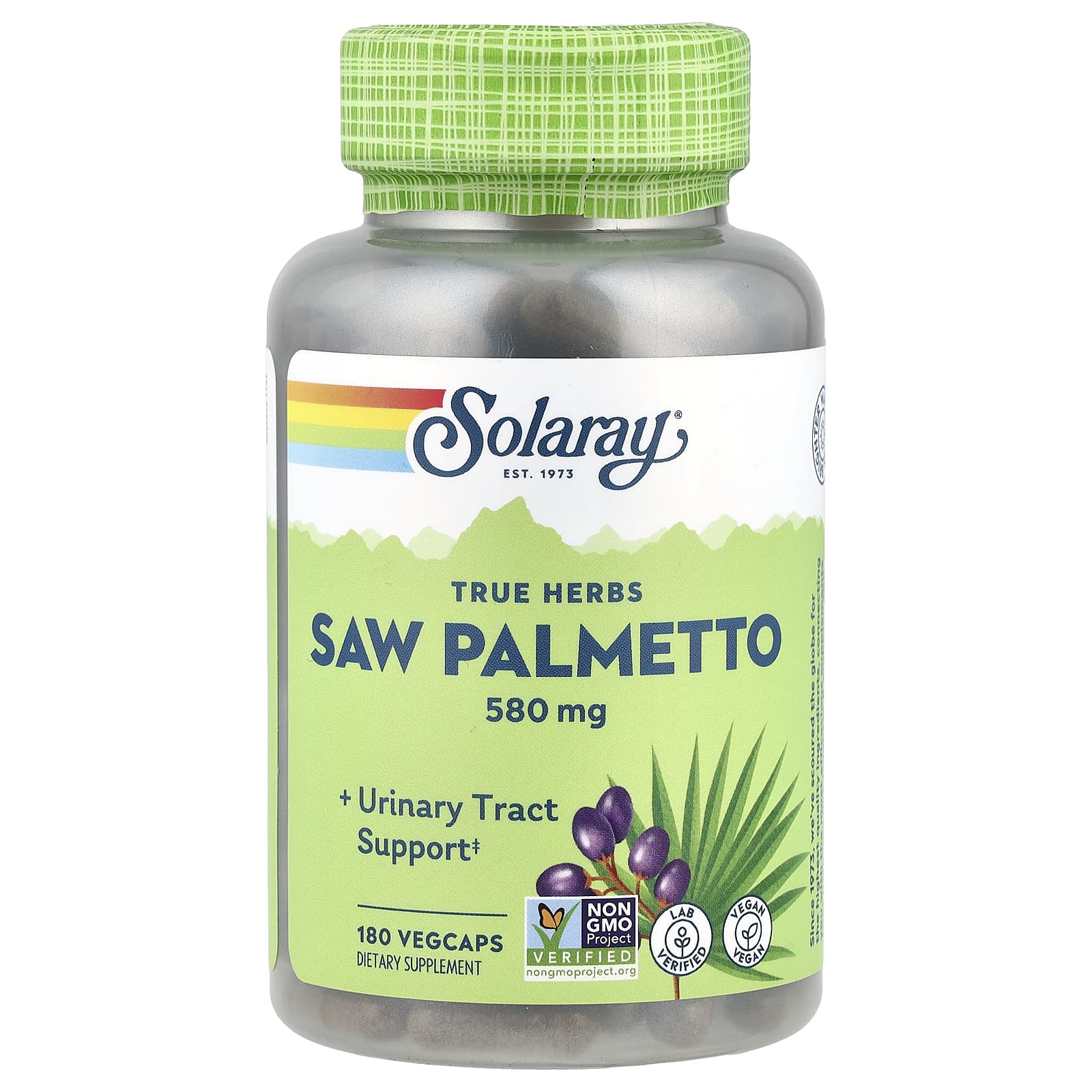 Пальметто Solaray True Herbs, 580 мг, 180 растительных капсул
