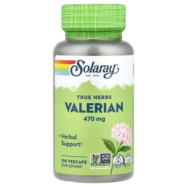 Корень валерианы Solaray True Herbs, 470 мг, 100 растительных капсул
