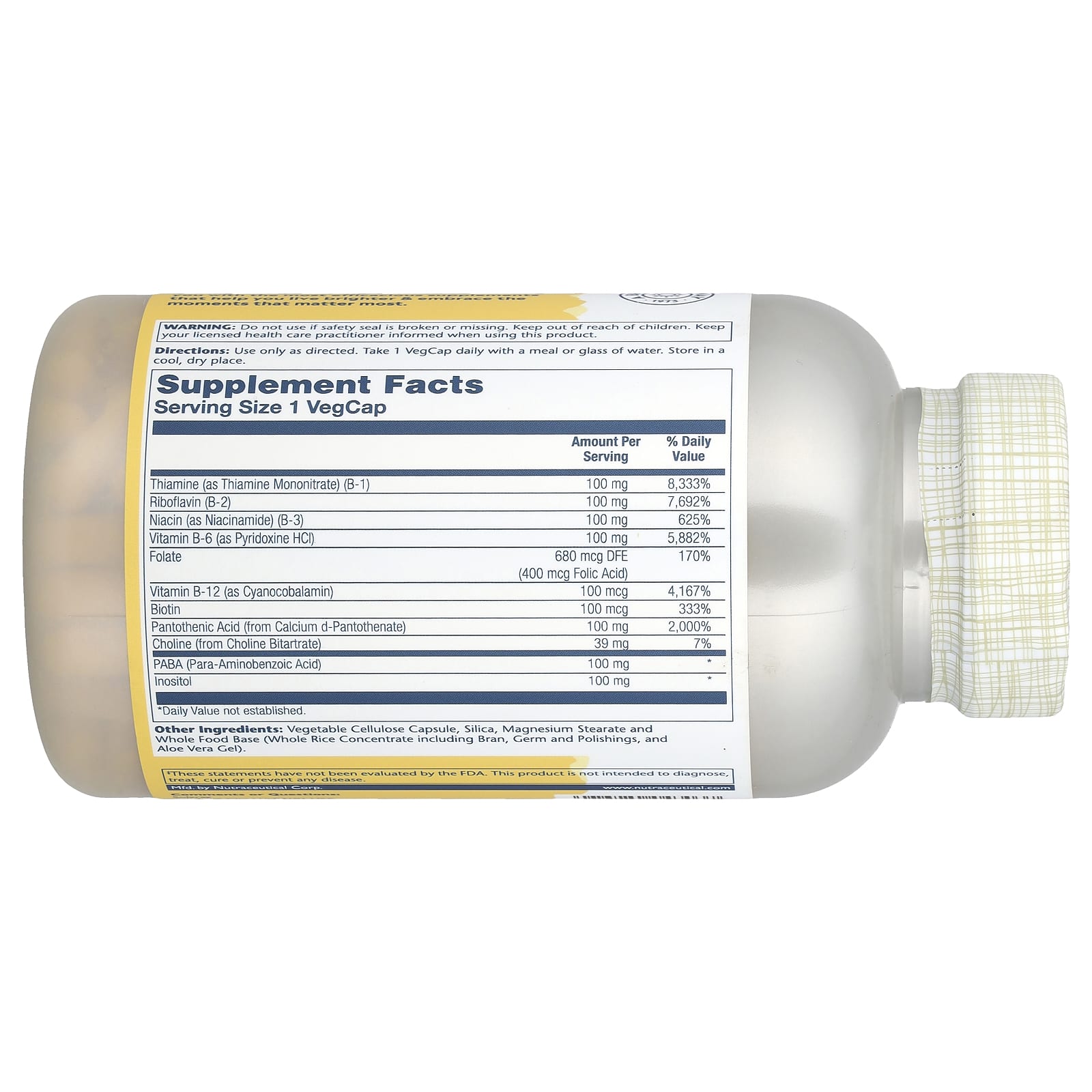 Комплекс витаминов B Solaray Vitamin B-Complex 100, 250 растительных капсул — фото 2