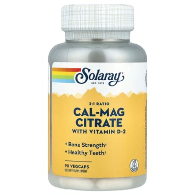 Витамин D2 Solaray Cal-Mag Citrate with Vitamin D-2, 90 растительных капсул