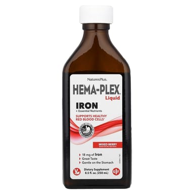 Железо NaturesPlus Hema-Plex® Liquid Essential Nutrients, вкус Mixed Berry, 250 мл, жидкая форма
