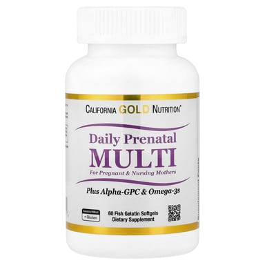 Пренатальные мультивитамины California Gold Nutrition with Alpha-GPC and Omega-3s, мягкие капсулы