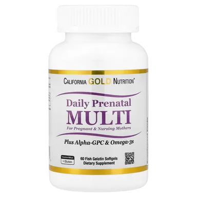 Фото товара: Пренатальные мультивитамины California Gold Nutrition with Alpha-GPC and Omega-3s, мягкие капсулы