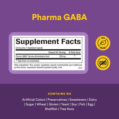 ГАМК Natural Factors Stress-Relax® Pharma®, 100 мг, 60 растительных капсул