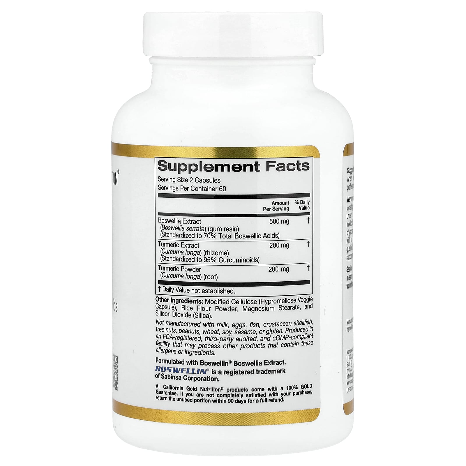 Босвеллия California Gold Nutrition Extract Turmeric Curcumin Complex with Turmeric Extract and Turmeric Powder, 120 растительных капсул — фото 3
