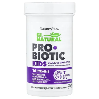 Фото товара: Пробиотик NaturesPlus GI Natural® Mixed Berry, 30 жевательных таблеток