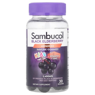 Бузина Sambucol Gummies Vitamin C Zinc, для детей от 2 лет, 30 жевательных пастилок