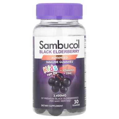 Фото товара: Бузина Sambucol Gummies Vitamin C Zinc, для детей от 2 лет, 30 жевательных пастилок