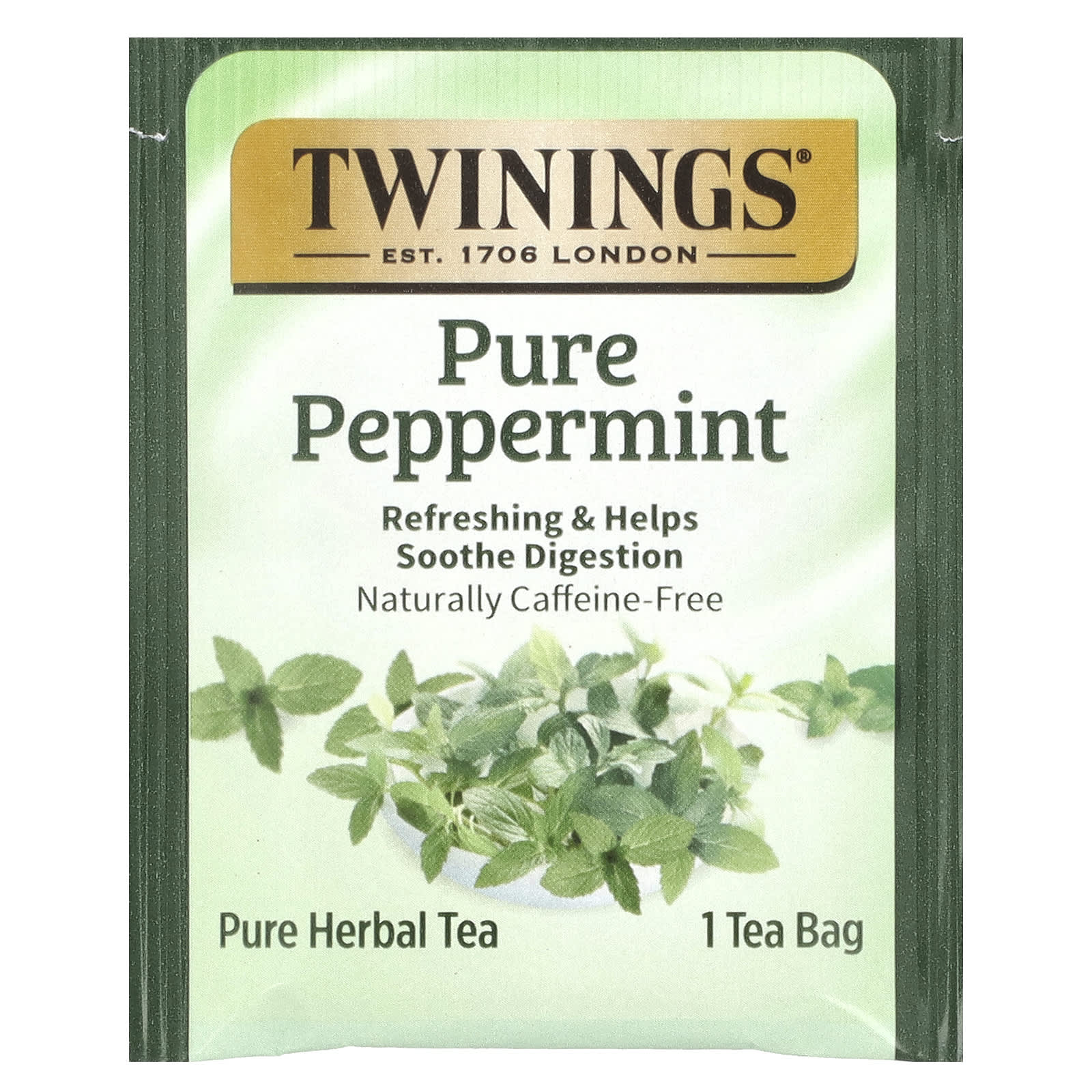 Травяной чай Twinings Pure Pure Peppermint 50 Tea Bags, без кофеина, 100 г, чайные пакетики — фото 2
