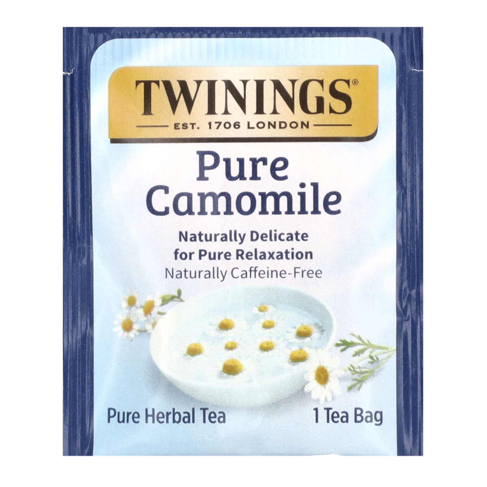 Травяной чай Twinings Pure Pure Camomile 50 Tea Bags, без кофеина, 75 г, чайные пакетики — фото 3