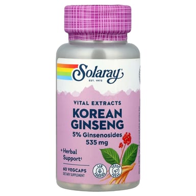 Женьшень Solaray Vital Extracts Korean, 535 мг, 60 растительных капсул