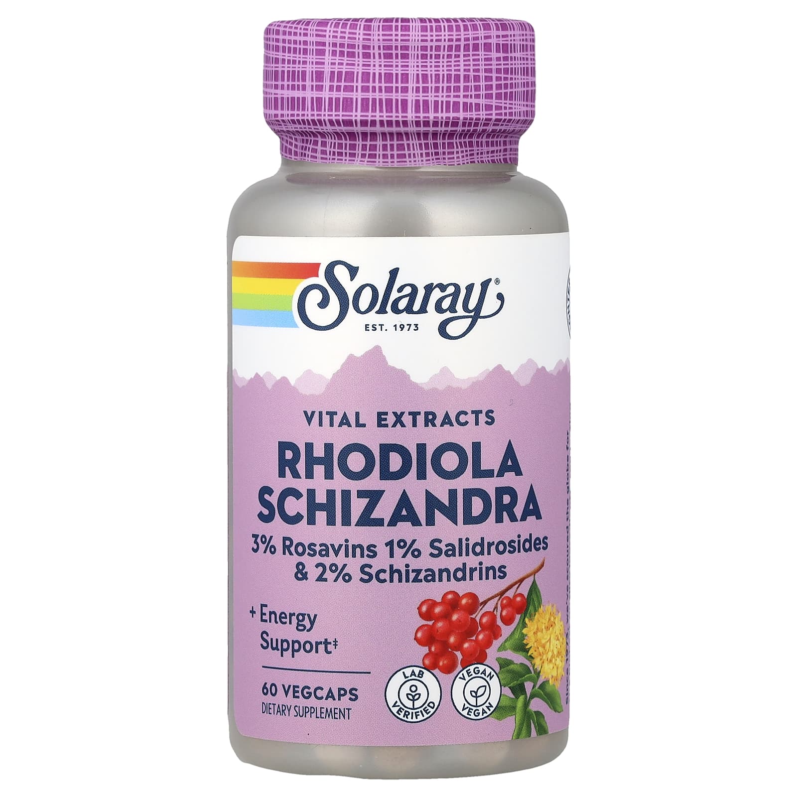 Родиола Solaray Vital Extracts Schizandra, 60 растительных капсул