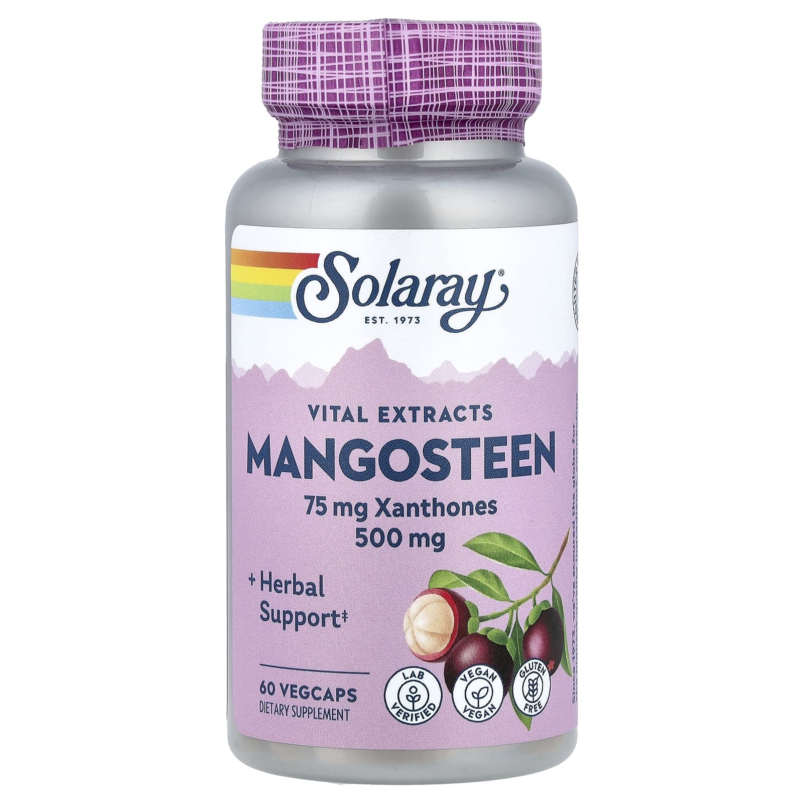 Мангостин Solaray Vital Extracts, вкус Mangosteen, 500 мг, 60 растительных капсул — фото 4