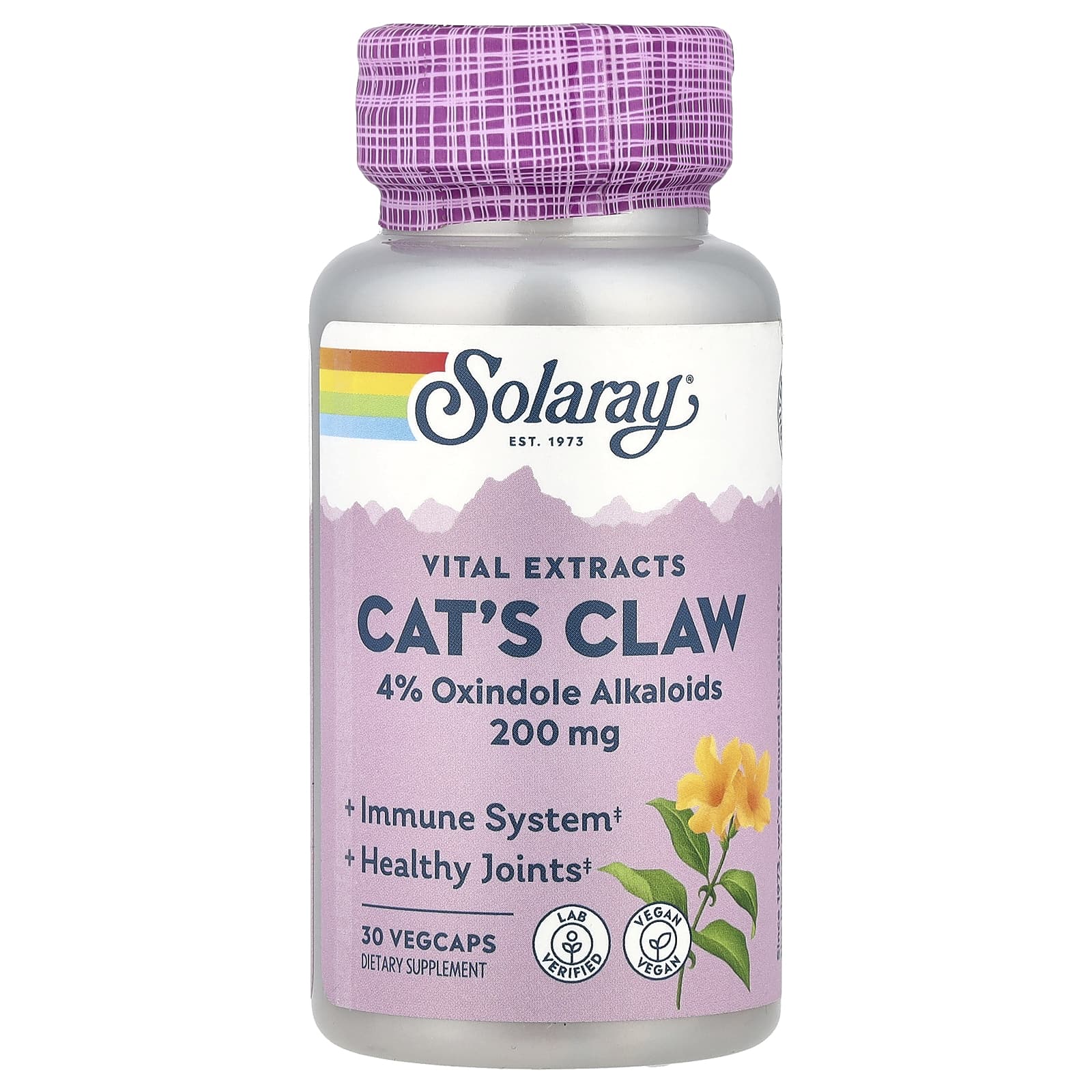 Кошачий коготь Solaray Vital Extracts, 30 растительных капсул