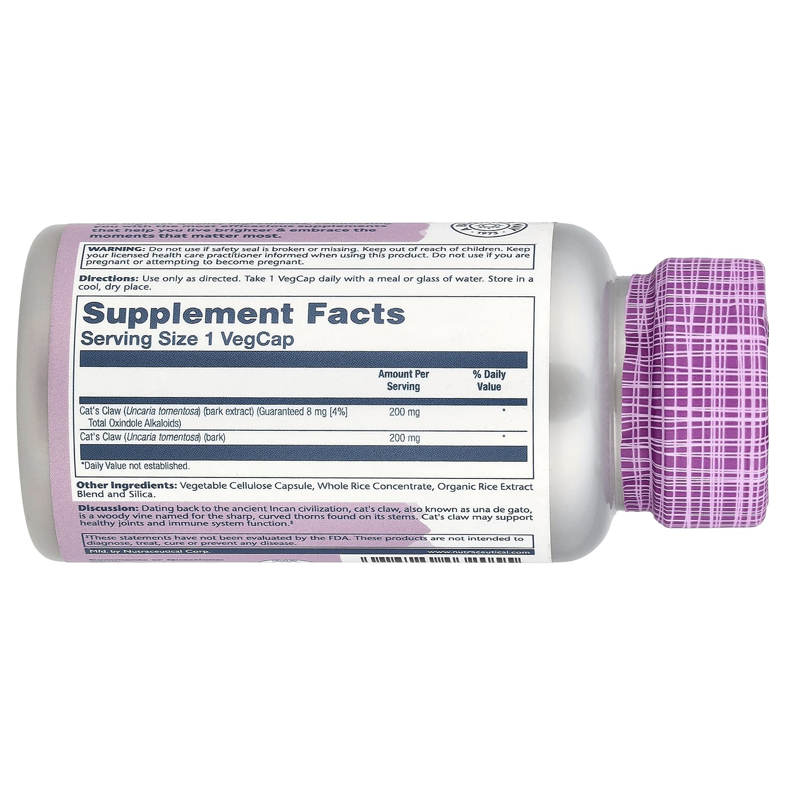 Кошачий коготь Solaray Vital Extracts, 30 растительных капсул — фото 2