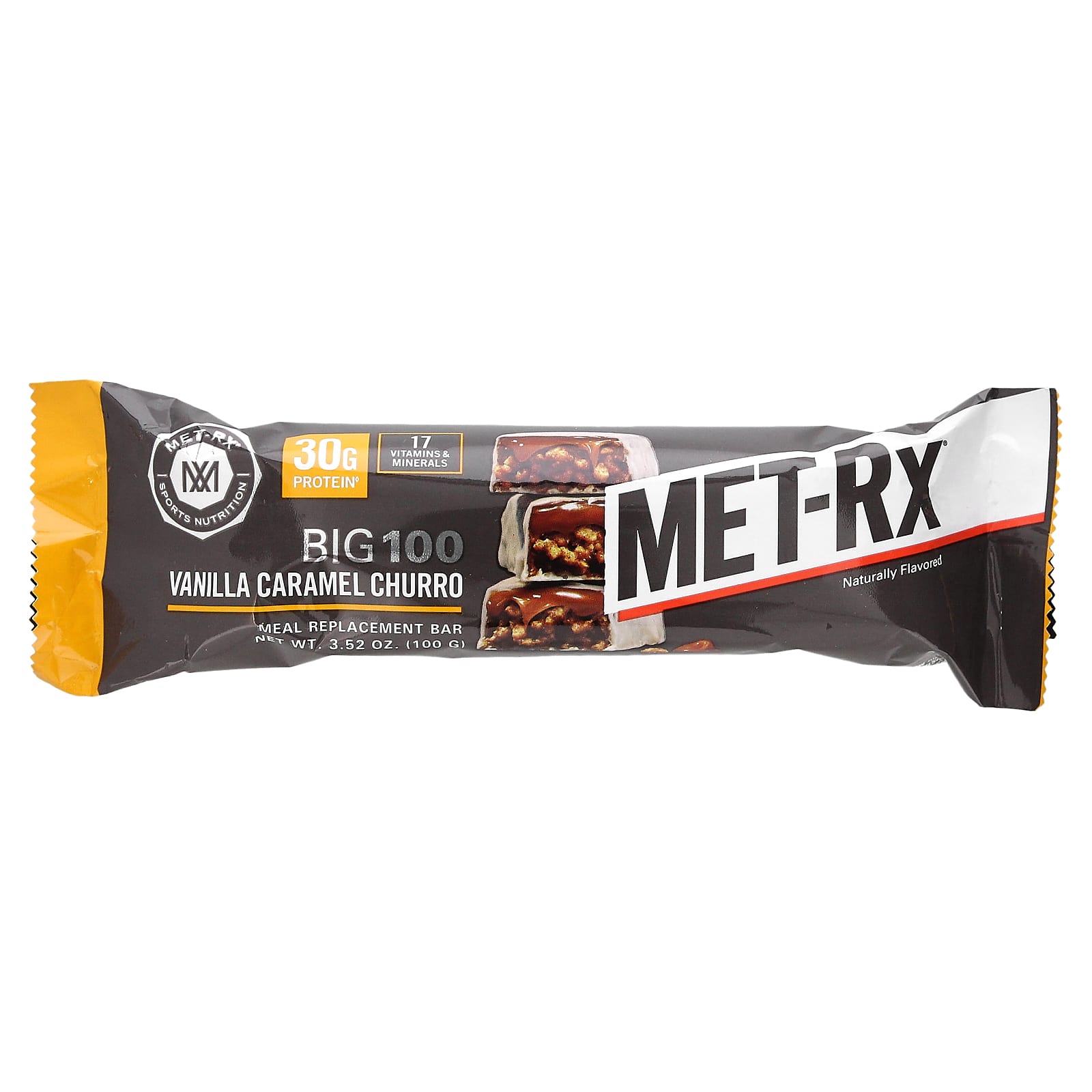 Батончик MET-Rx Big 100 Meal Replacement, вкус Vanilla Caramel Churro, 100 г, 9 шт.