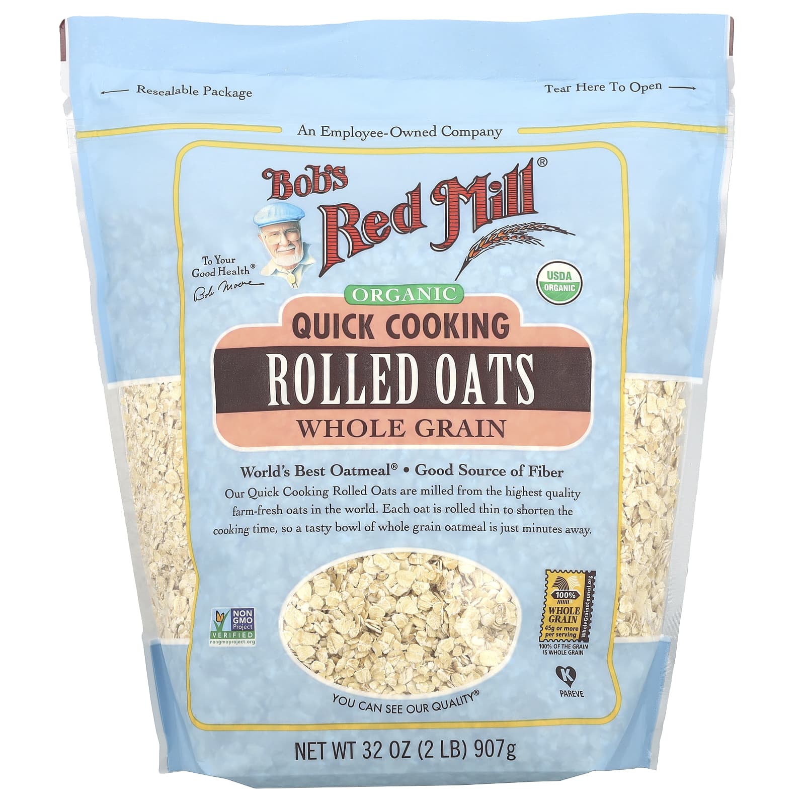 Овсяные хлопья Bob's Red Mill Organic Quick Cooking Whole Grain, 907 г