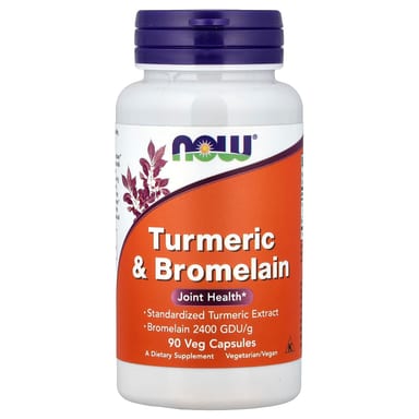 Бромелайн NOW Foods Turmeric &, 90 растительных капсул