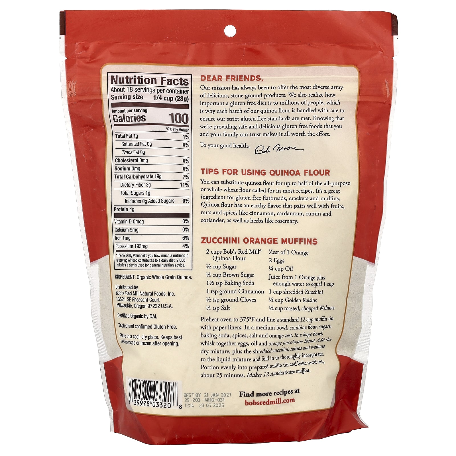 Мука Bob's Red Mill Organic Whole Grain Quinoa, 510 г — фото 2