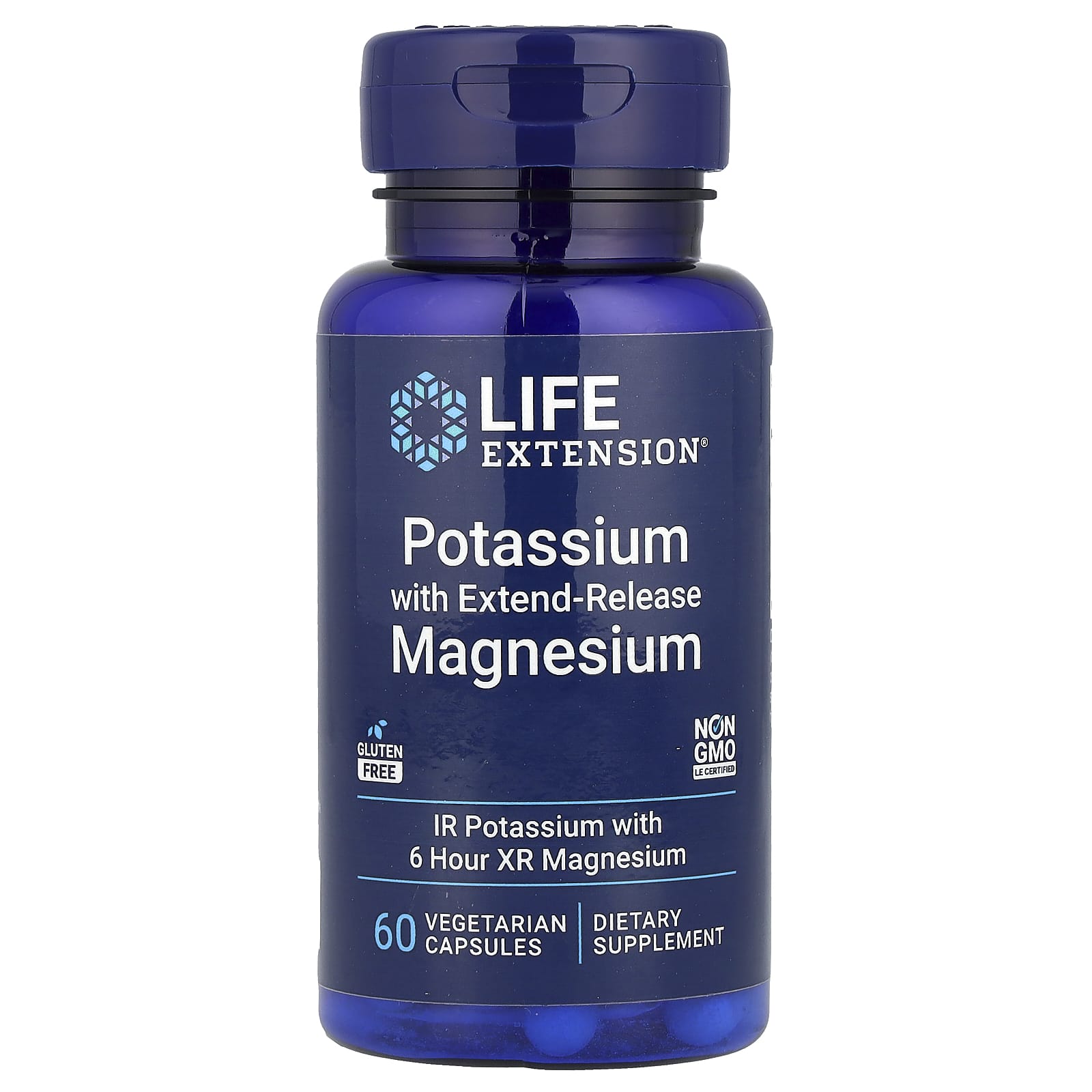 Магний Life Extension Potassium with Extend-Release, 60 растительных капсул