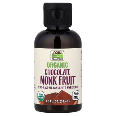 Монк-фрут NOW Foods Real Food Organic Zero-Calorie Glycerite Sweetener, вкус Chocolate, 53 мл