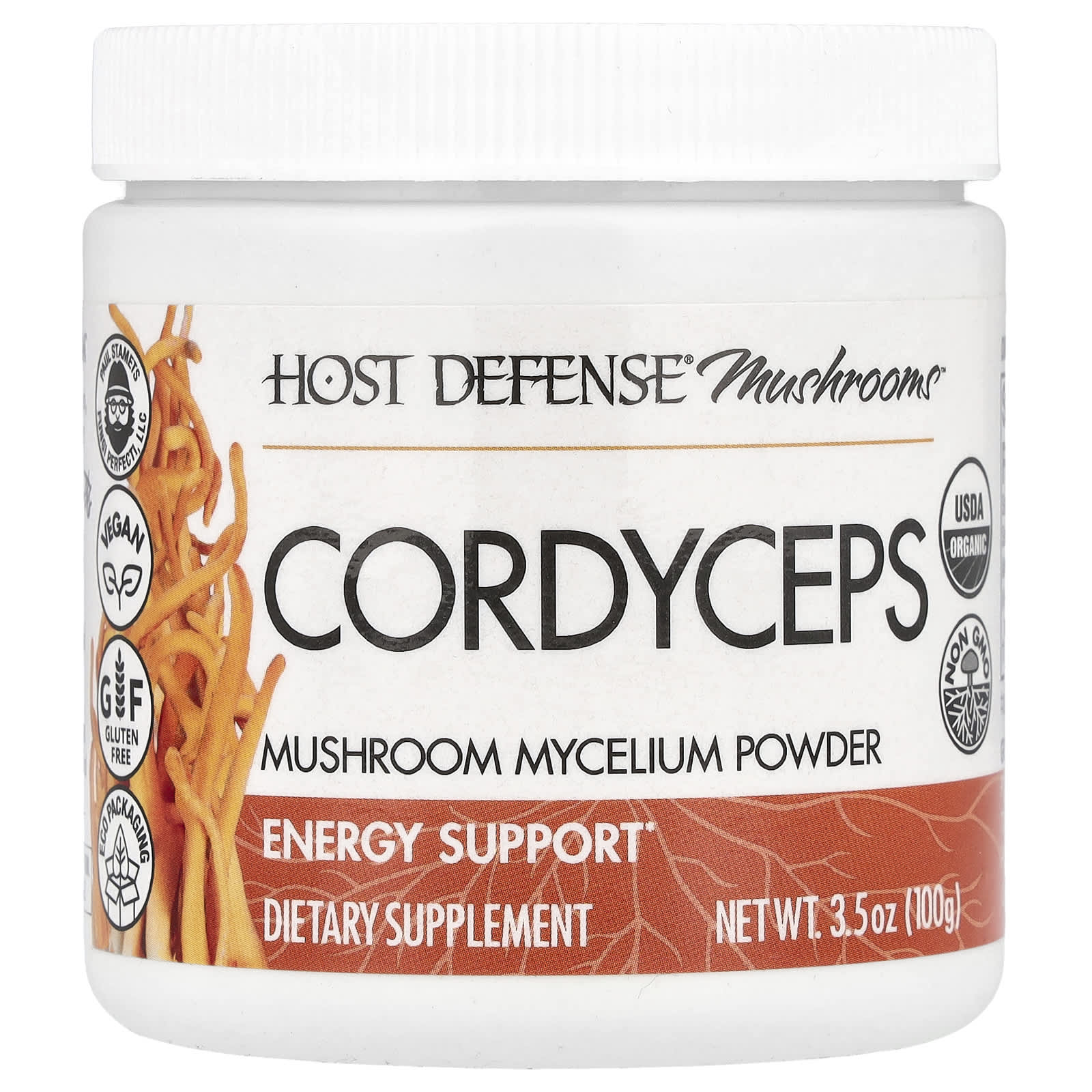 Кордицепс Host Defense Mushrooms™ Mushroom Mycelium Powder, 100 г, порошок