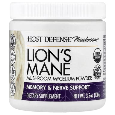 Ежовик гребенчатый Host Defense® Mushrooms™ Mushroom Mycelium Powder, 100 г, порошок