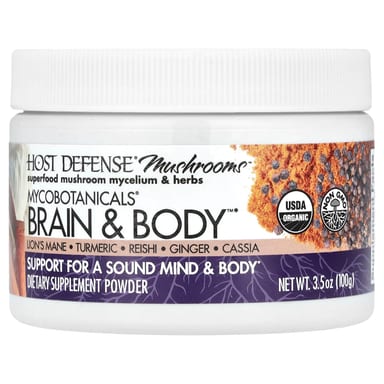 Грибной комплекс Host Defense™ MycoBotanicals® Brain & Body™ Powder, 100 г, порошок