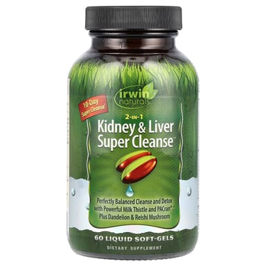 Комплекс для очищения Super Cleanse Irwin Naturals 2-In-1 Kidney & Liver™, 60 мягких капсул