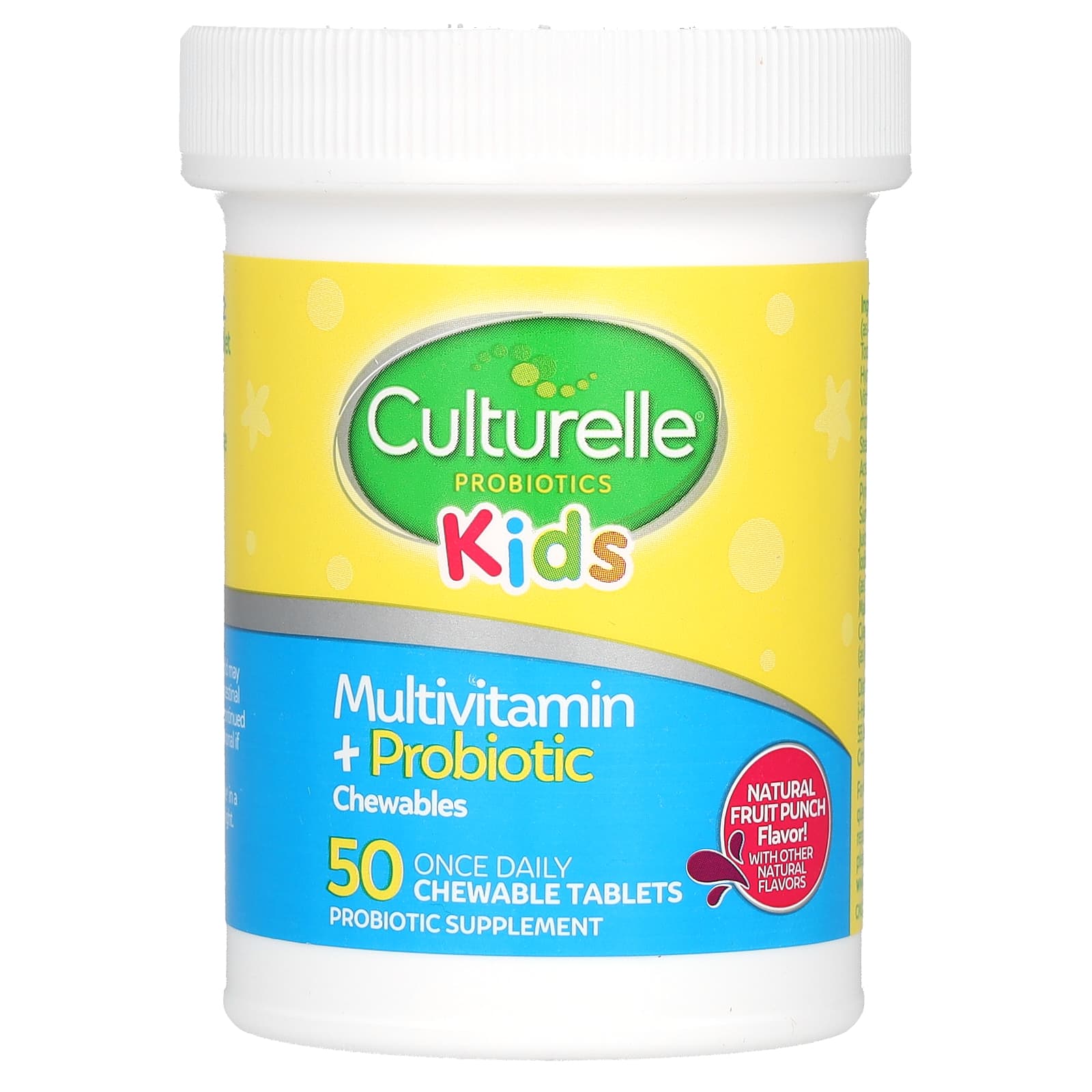Детские мультивитамины Culturelle Probiotic Chewables 3+ Years, вкус Natural Fruit Punch, 50 жевательных таблеток