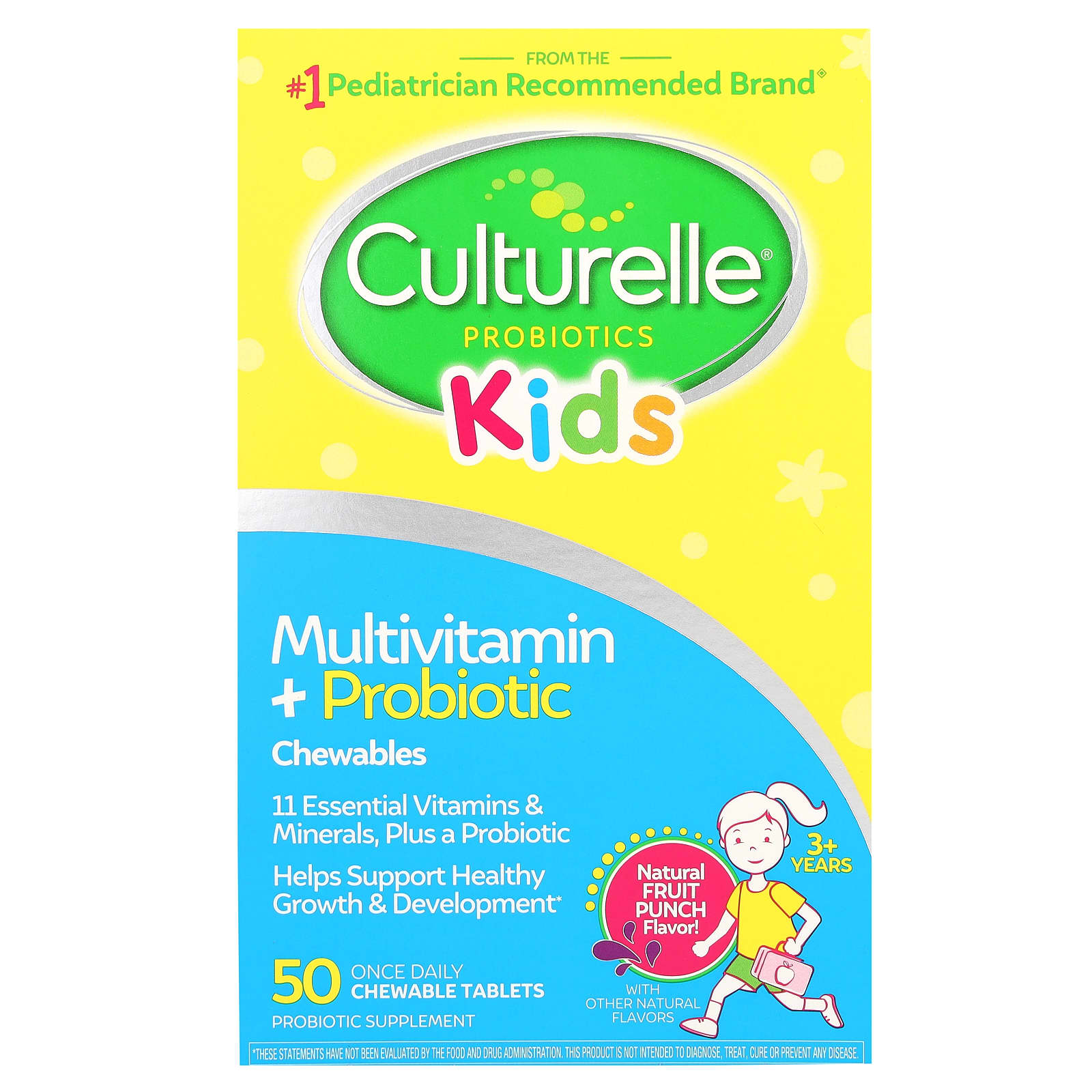 Детские мультивитамины Culturelle Probiotic Chewables 3+ Years, вкус Natural Fruit Punch, 50 жевательных таблеток — фото 2