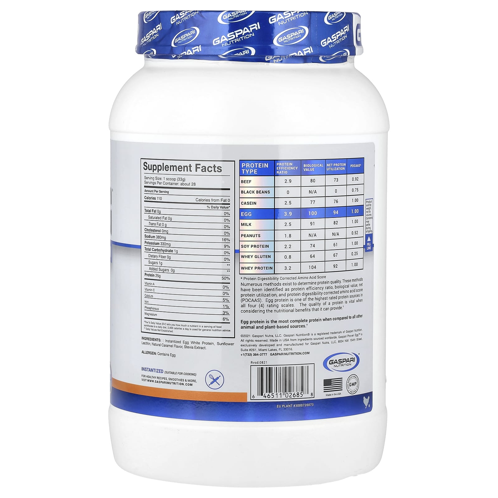 Протеин Gaspari Nutrition Proven Egg™ 100% Egg White Salted Caramel, 900 г — фото 2
