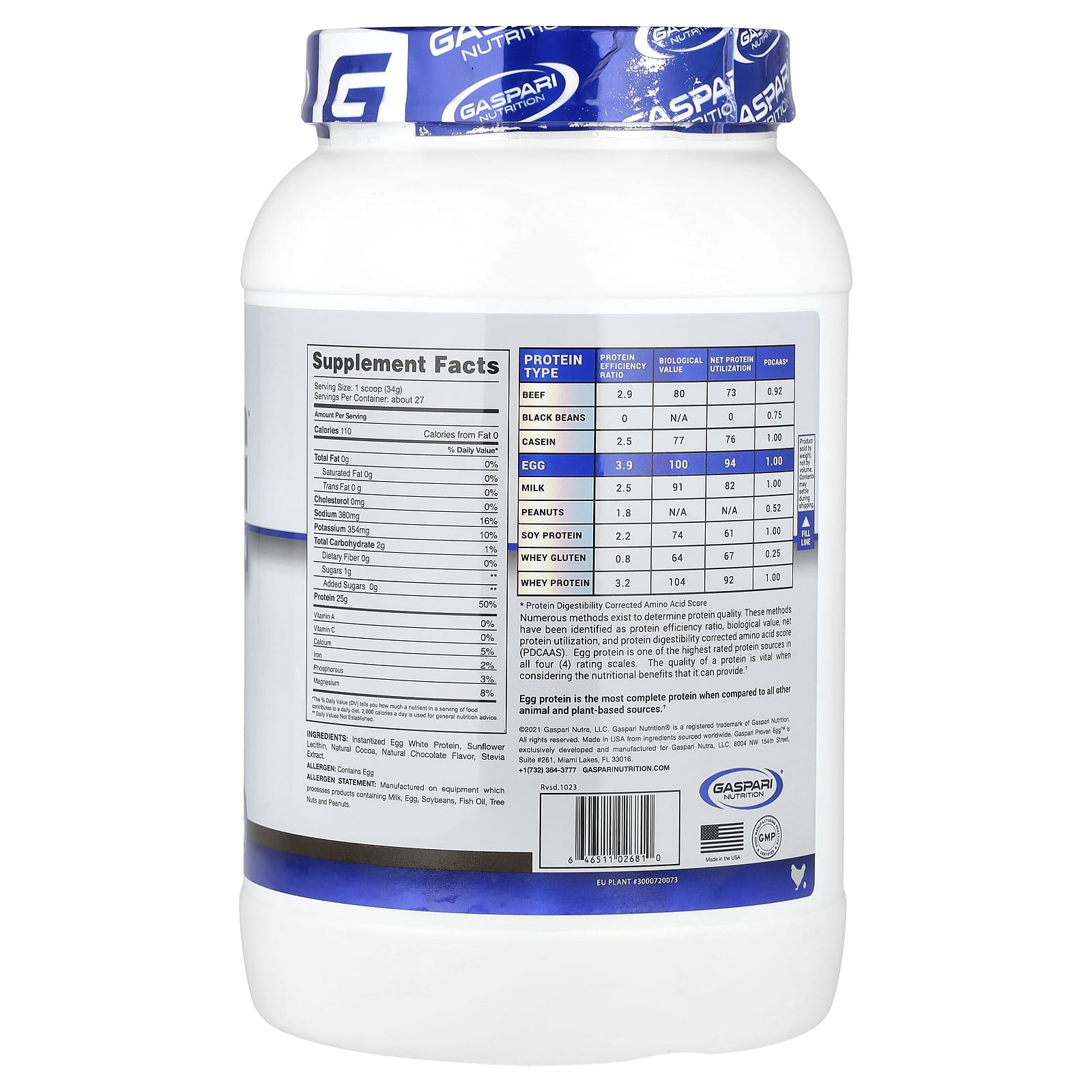 Шоколад Gaspari Nutrition Proven Egg™ 100% Egg White Protein, вкус Chocolate, 900 г — фото 2