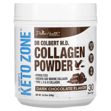 Темный шоколад Divine Health Dr. Colbert's Keto Zone Collagen Powder, вкус Dark Chocolate, 630 г, порошок