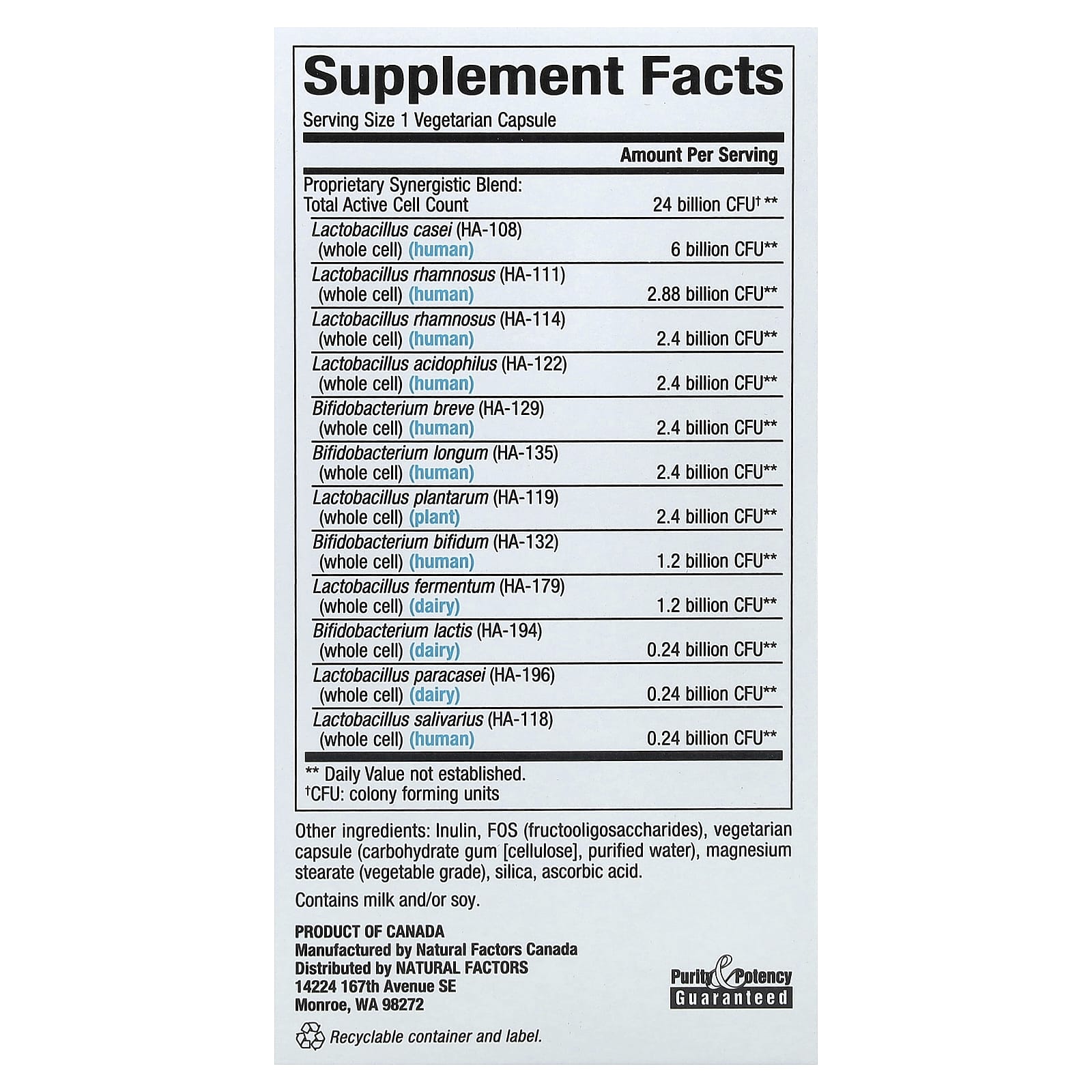 Пробиотик Natural Factors Ultimate, оттенок 24/12 Formula, 60 растительных капсул — фото 3
