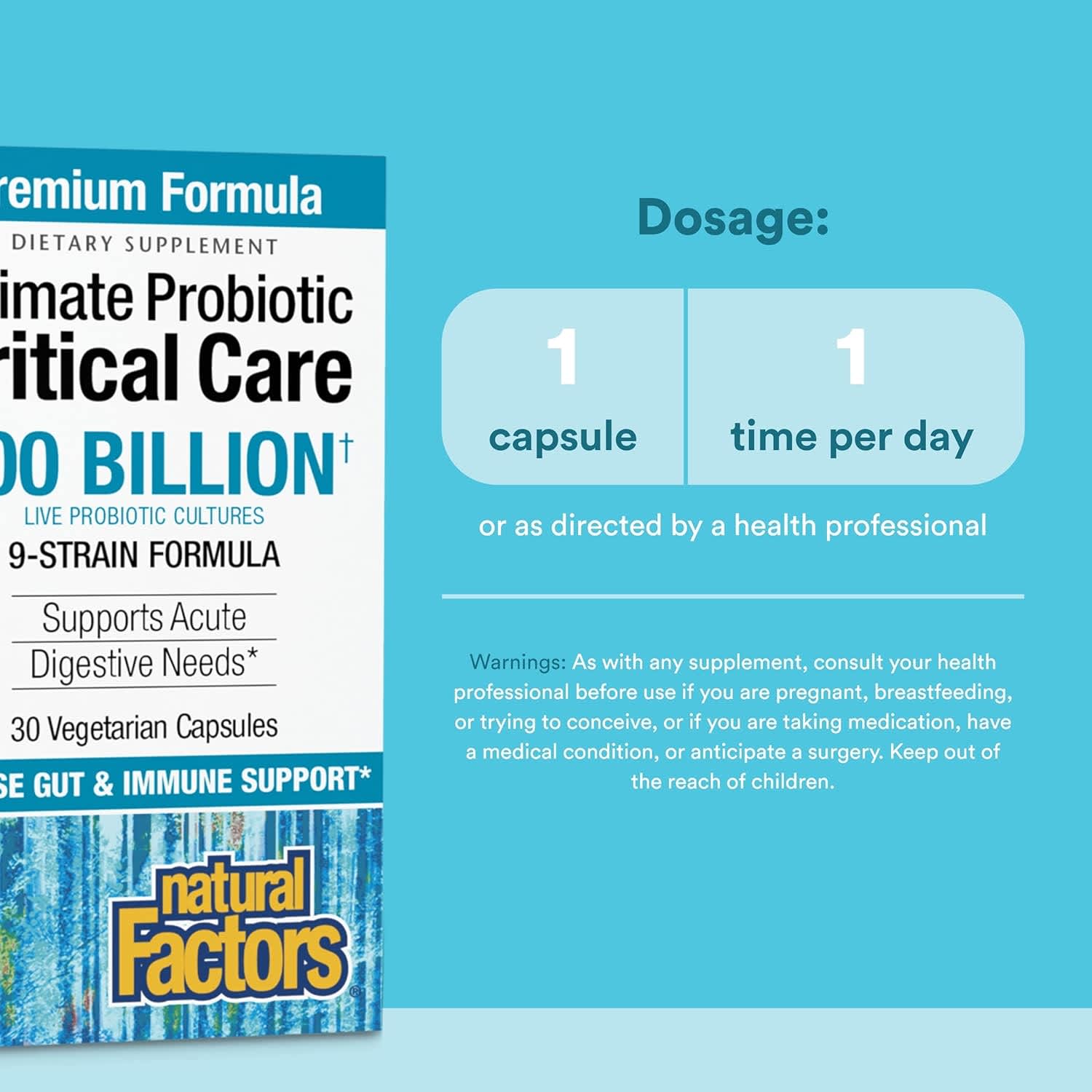 Пробиотик Natural Factors Ultimate Critical Care, 100 млрд КОЕ, 30 растительных капсул — фото 5