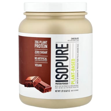 Протеиновый порошок Isopure Plant-Based, вкус Chocolate, 621 г, 1.