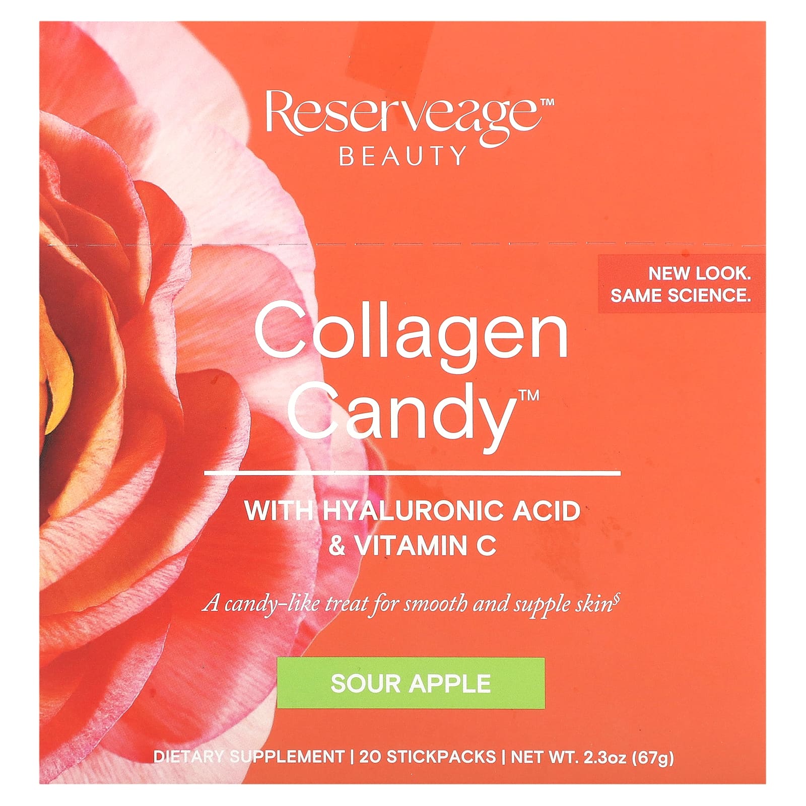 Коллаген Reserveage Beauty Candy Sour Apple 20 Stickpacks, 3.35 г — фото 2